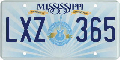 MS license plate LXZ365