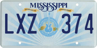 MS license plate LXZ374