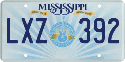 MS license plate LXZ392