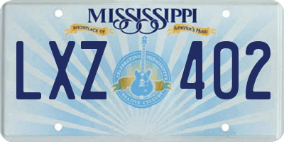 MS license plate LXZ402
