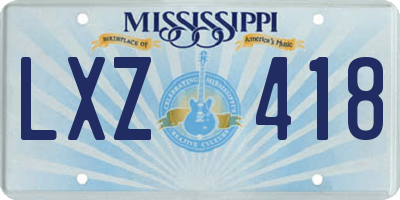 MS license plate LXZ418