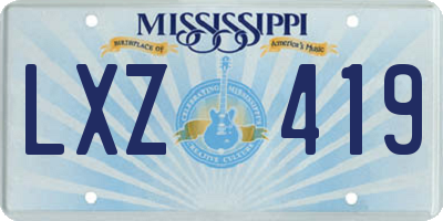 MS license plate LXZ419