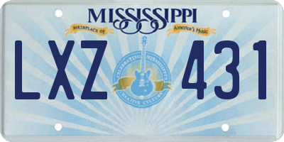 MS license plate LXZ431