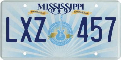 MS license plate LXZ457