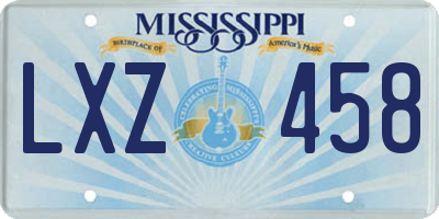 MS license plate LXZ458