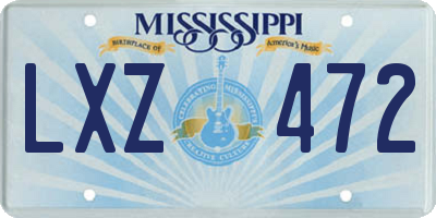 MS license plate LXZ472