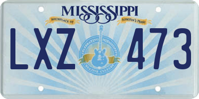 MS license plate LXZ473