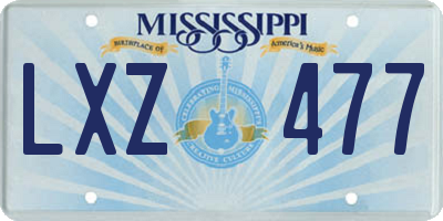 MS license plate LXZ477