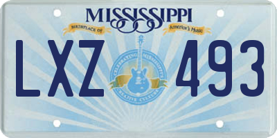 MS license plate LXZ493