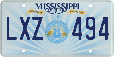 MS license plate LXZ494