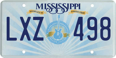 MS license plate LXZ498
