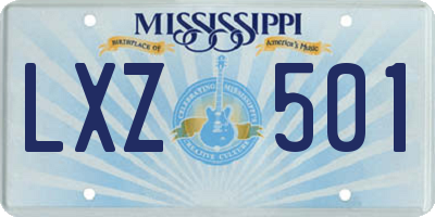 MS license plate LXZ501