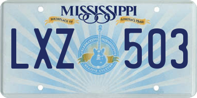 MS license plate LXZ503