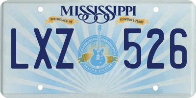 MS license plate LXZ526