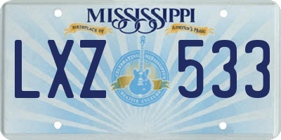 MS license plate LXZ533