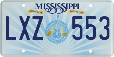 MS license plate LXZ553