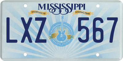 MS license plate LXZ567