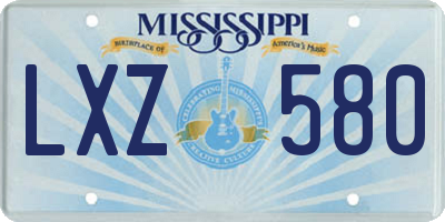 MS license plate LXZ580