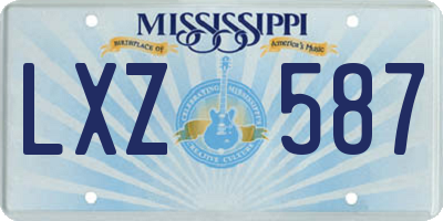 MS license plate LXZ587