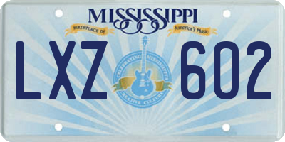 MS license plate LXZ602