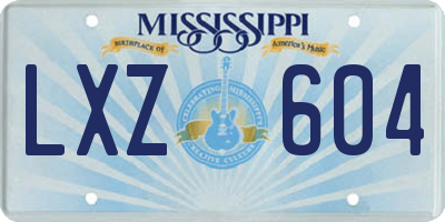 MS license plate LXZ604