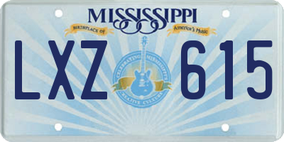 MS license plate LXZ615