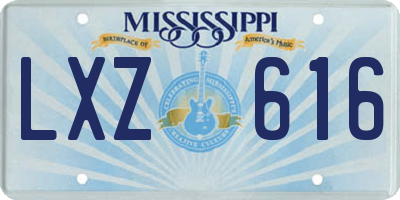 MS license plate LXZ616