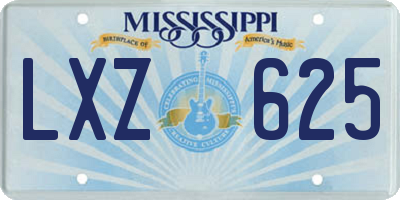 MS license plate LXZ625