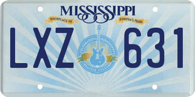 MS license plate LXZ631