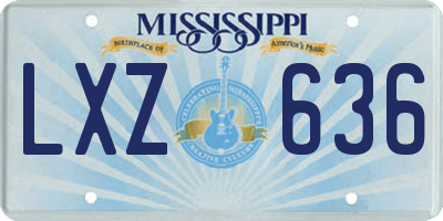 MS license plate LXZ636