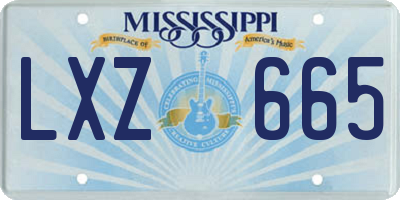 MS license plate LXZ665