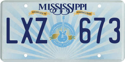 MS license plate LXZ673