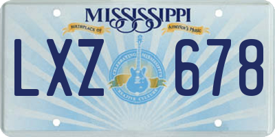 MS license plate LXZ678
