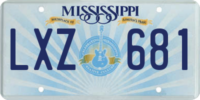 MS license plate LXZ681
