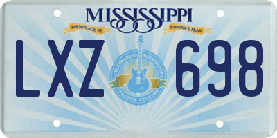 MS license plate LXZ698