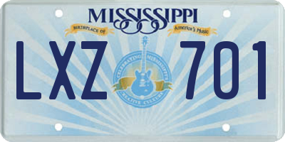 MS license plate LXZ701
