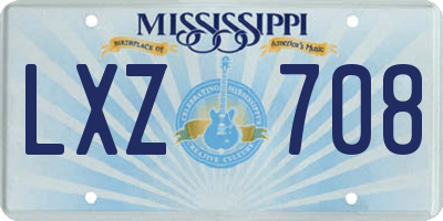 MS license plate LXZ708
