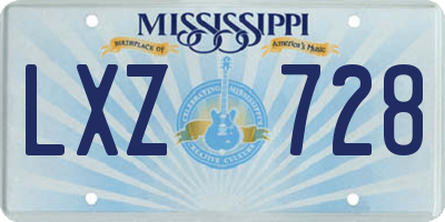 MS license plate LXZ728