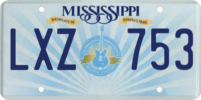 MS license plate LXZ753