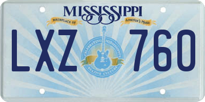 MS license plate LXZ760