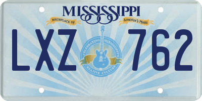 MS license plate LXZ762