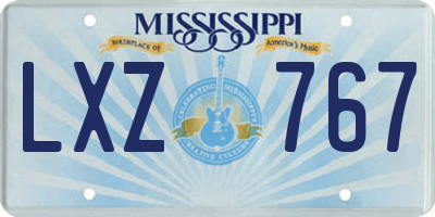 MS license plate LXZ767
