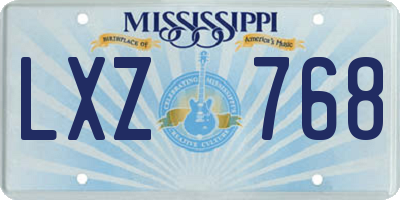 MS license plate LXZ768