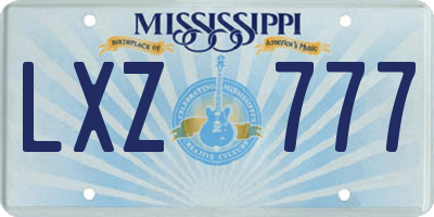 MS license plate LXZ777