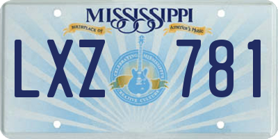 MS license plate LXZ781