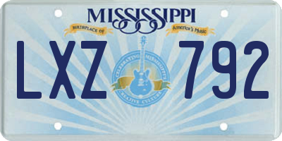 MS license plate LXZ792