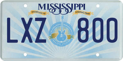 MS license plate LXZ800