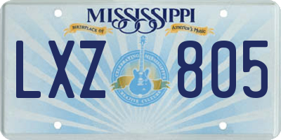 MS license plate LXZ805