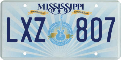 MS license plate LXZ807