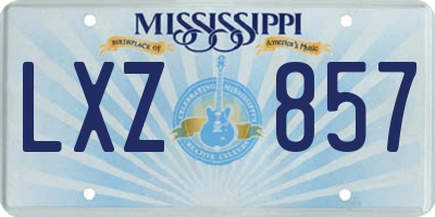 MS license plate LXZ857